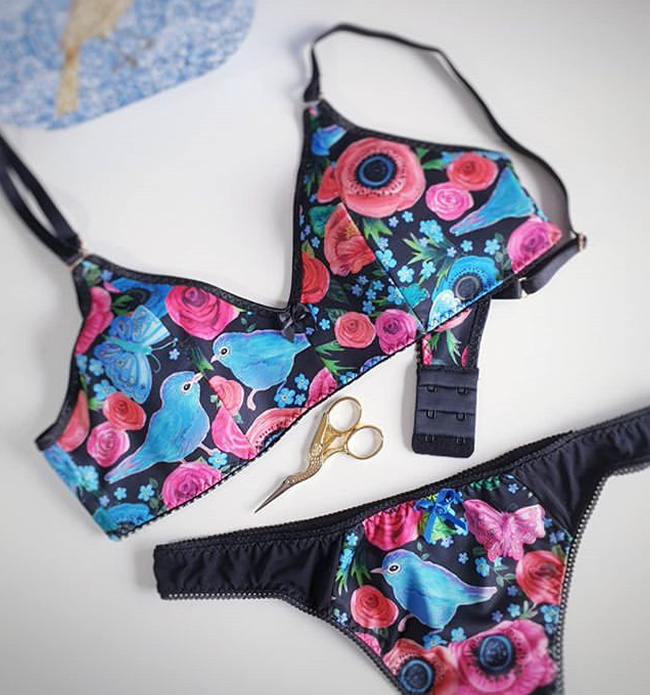 Bluebird floral fabric from my Spoonflower shop was used to expertly sew  lingerie created by @sandra_kaikaina_handmade